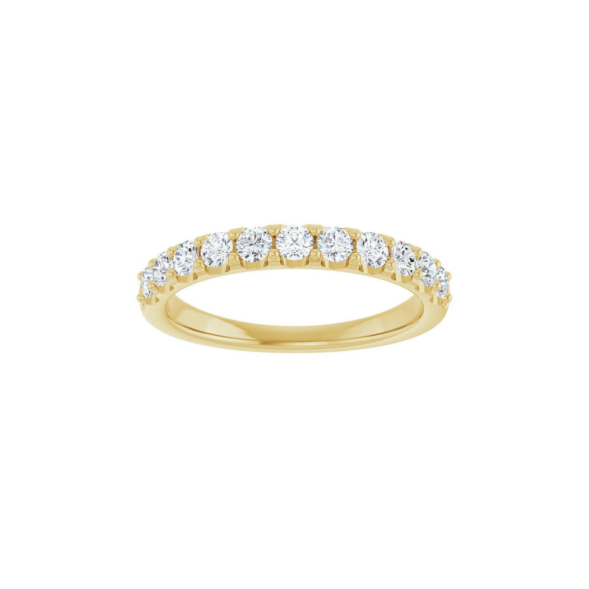 Diamond Shared-Prong Anniversary Band in 14K Gold or Platinum, Round Diamonds - 14K Yellow Gold