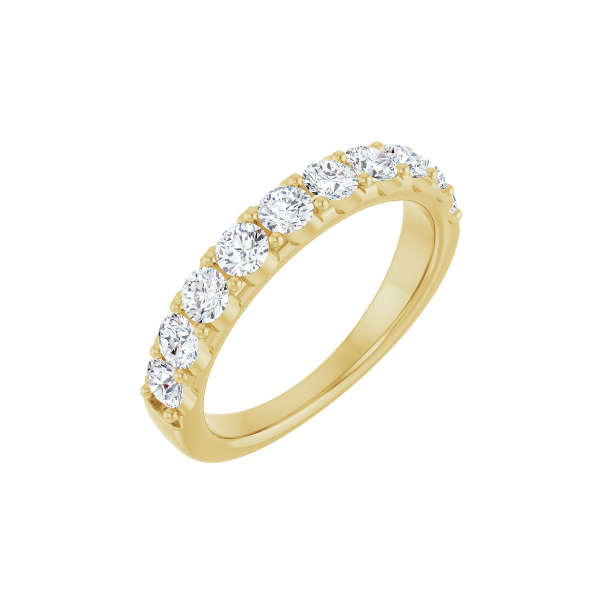 Diamond Shared-Prong Anniversary Band in 14K Gold or Platinum, Round Diamonds - 14K Yellow Gold