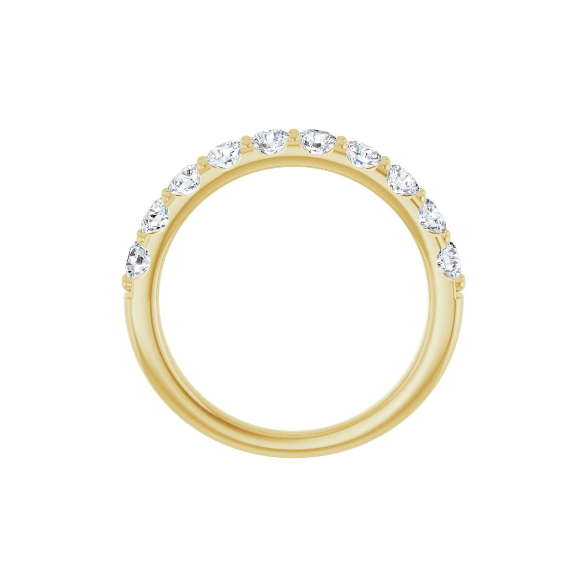 Diamond Shared-Prong Anniversary Band in 14K Gold or Platinum, Round Diamonds - 14K Yellow Gold