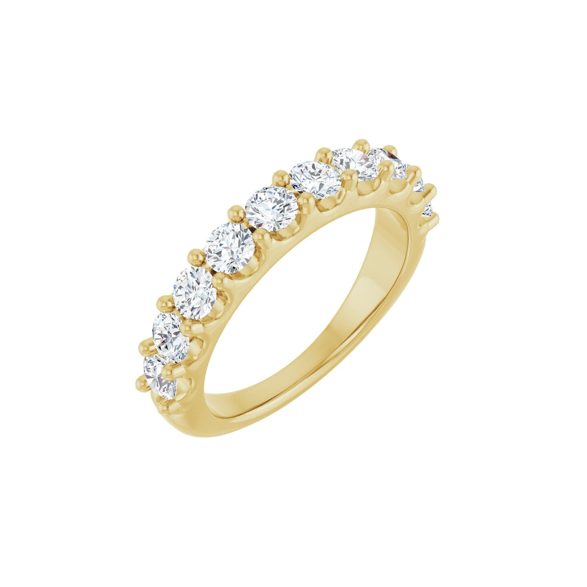 Diamond Shared-Prong Anniversary Band in 14K Gold or Platinum, Round Diamonds - 14K Yellow Gold
