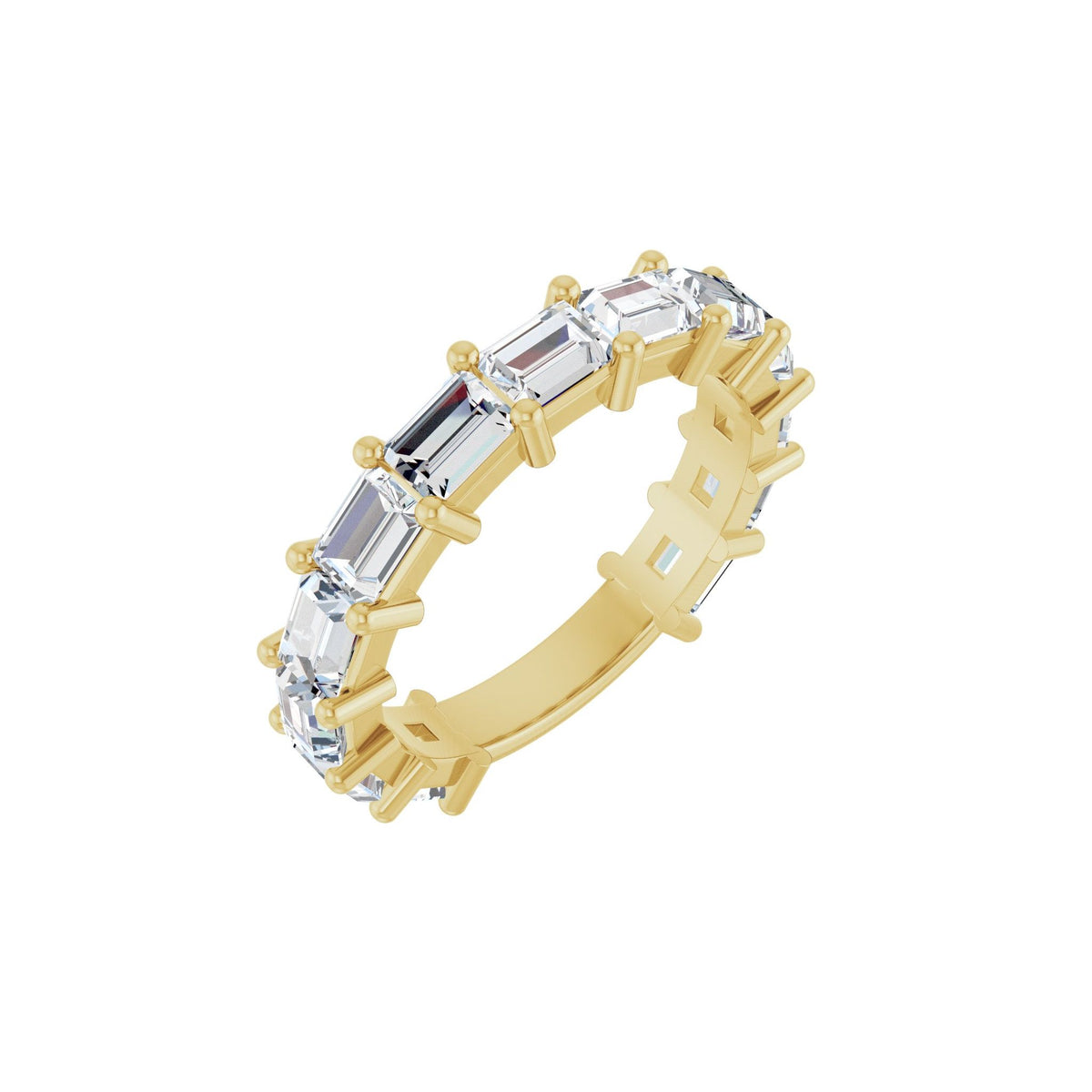 Diamond Shared-Prong Anniversary Band in 14K Gold or Platinum, Straight Baguette Diamonds - 14K Yellow Gold