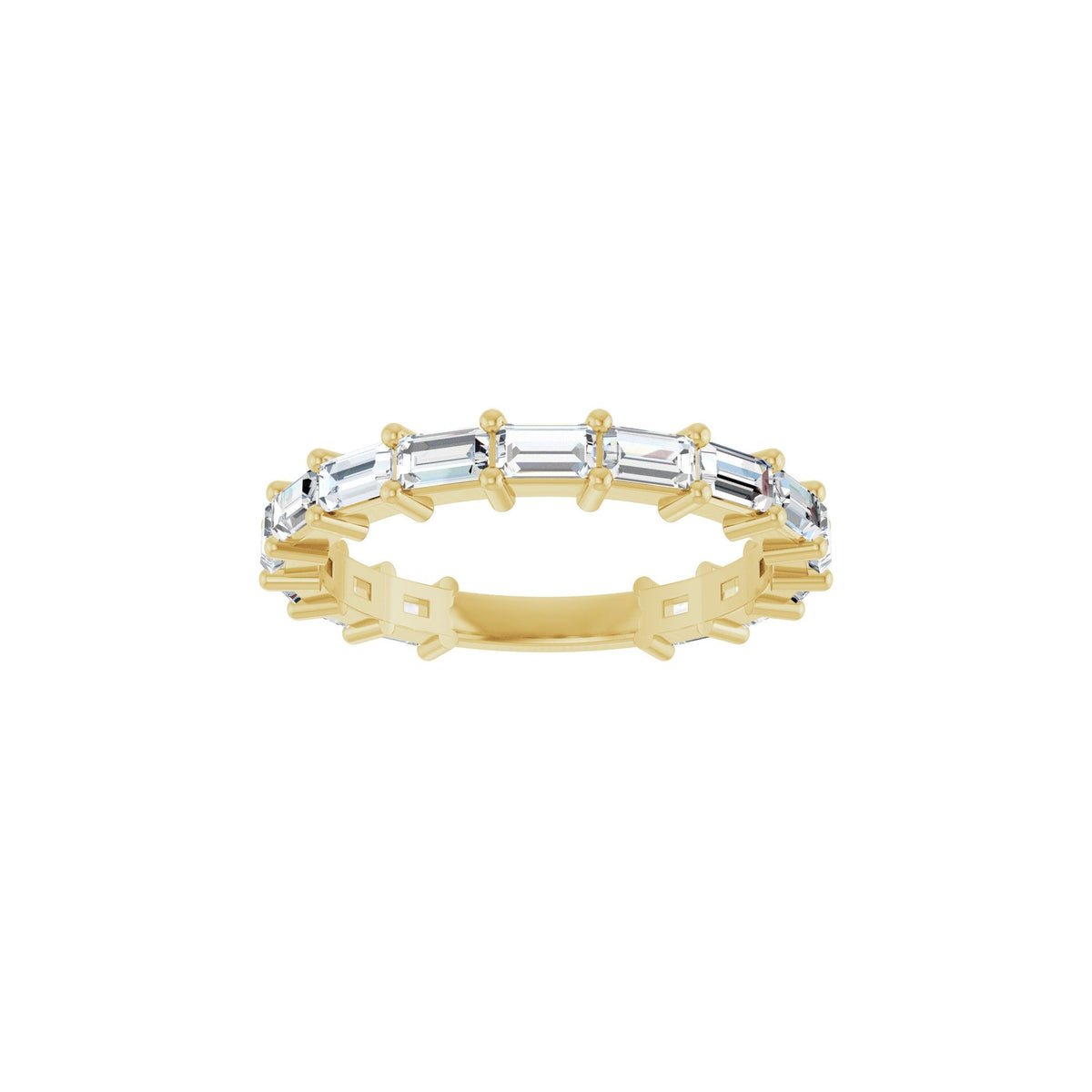 Diamond Shared-Prong Anniversary Band in 14K Gold or Platinum, Straight Baguette Diamonds - 14K Yellow Gold