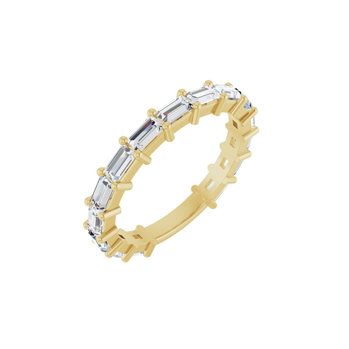 Diamond Shared-Prong Anniversary Band in 14K Gold or Platinum, Straight Baguette Diamonds - 14K Yellow Gold