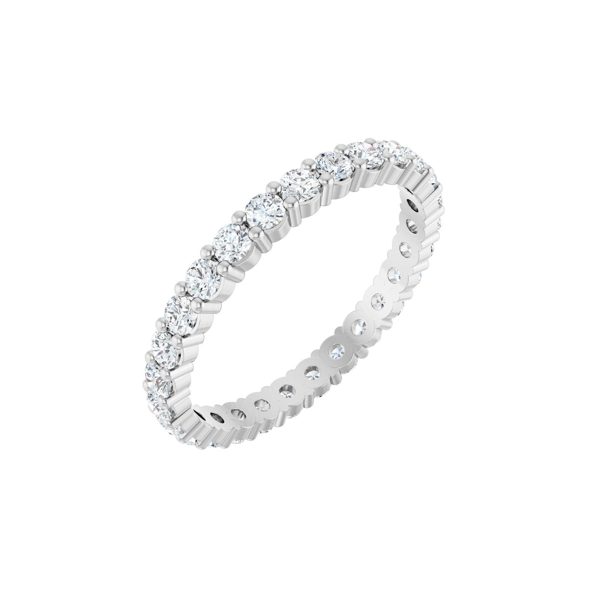 Diamond Shared-Prong Eternity Band in 14K Gold or Platinum - Platinum