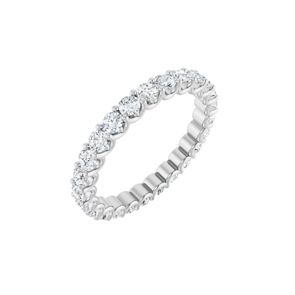 Diamond Shared U-Prong Eternity Band in 14K Gold - 14K White Gold