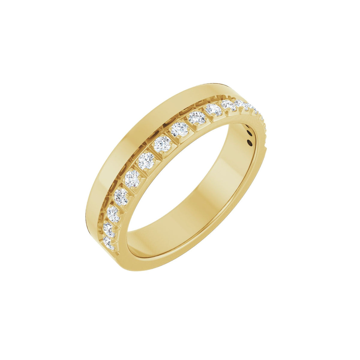 Diamond Single Sided Stepped-Edge Anniversary Band in 14K Gold - 14K Yellow Gold
