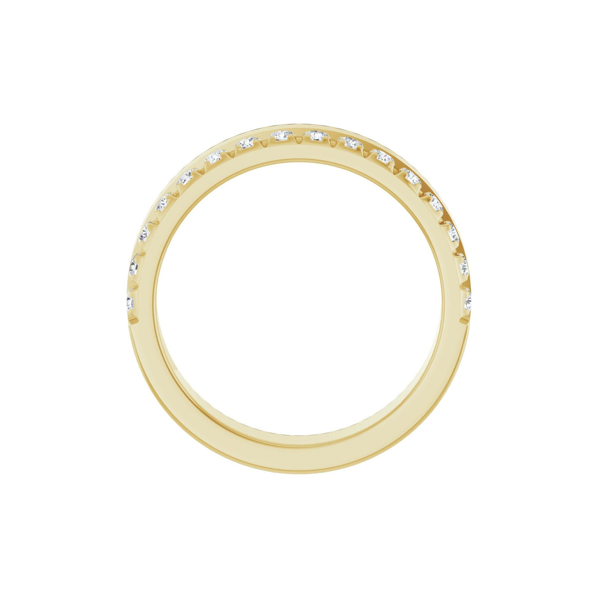 Diamond Single Sided Stepped-Edge Anniversary Band in 14K Gold - 14K Yellow Gold