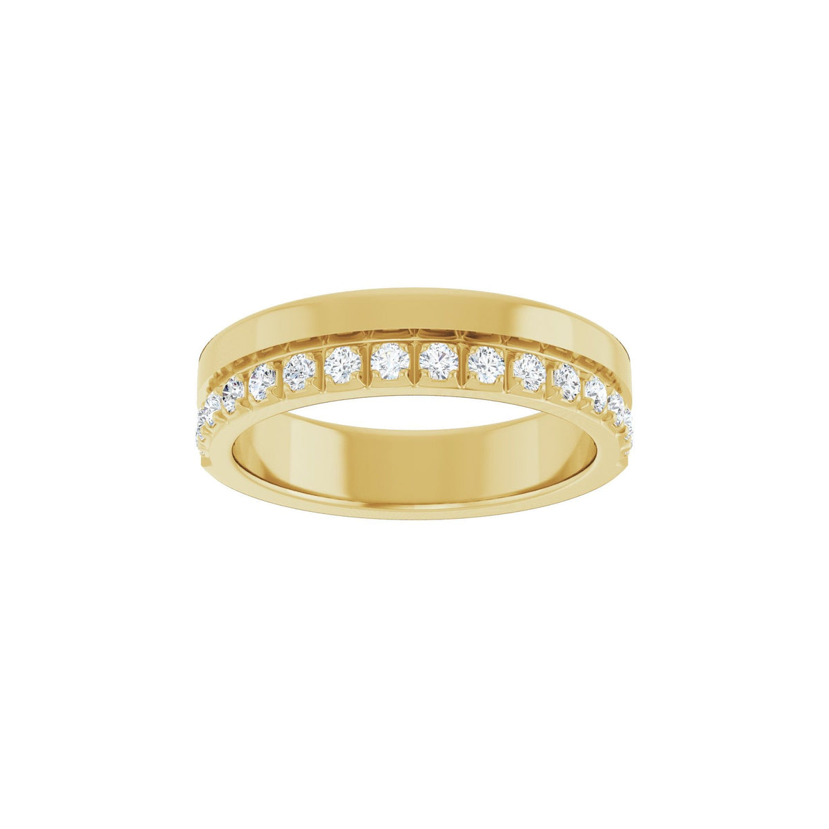 Diamond Single Sided Stepped-Edge Anniversary Band in 14K Gold - 14K Yellow Gold