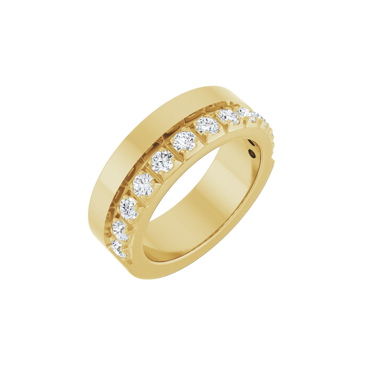 Diamond Single Sided Stepped-Edge Anniversary Band in 14K Gold - 14K Yellow Gold