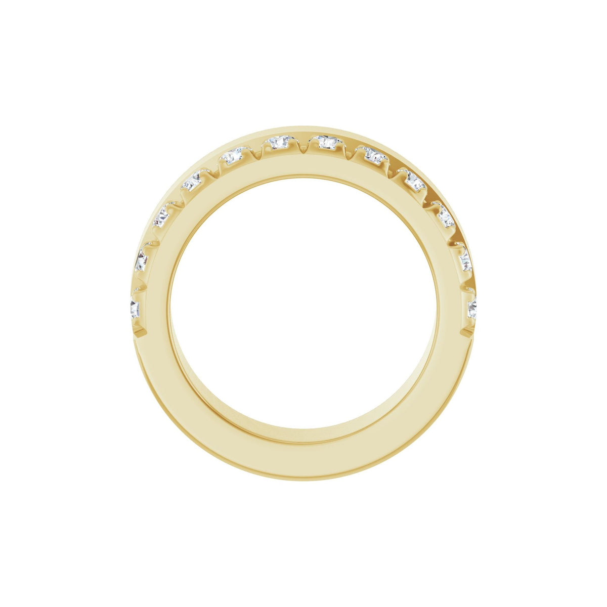 Diamond Single Sided Stepped-Edge Anniversary Band in 14K Gold - 14K Yellow Gold