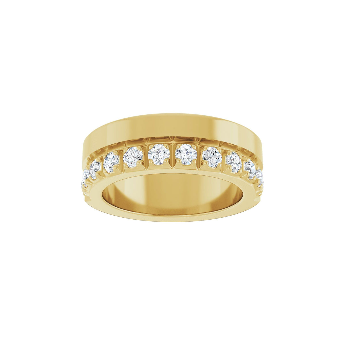 Diamond Single Sided Stepped-Edge Anniversary Band in 14K Gold - 14K Yellow Gold