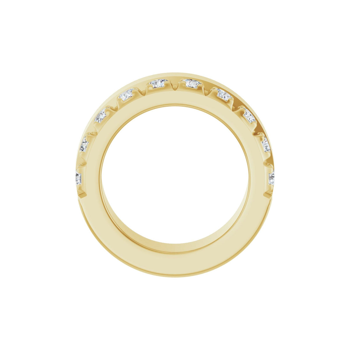 Diamond Single Sided Stepped-Edge Anniversary Band in 14K Gold - 14K Yellow Gold