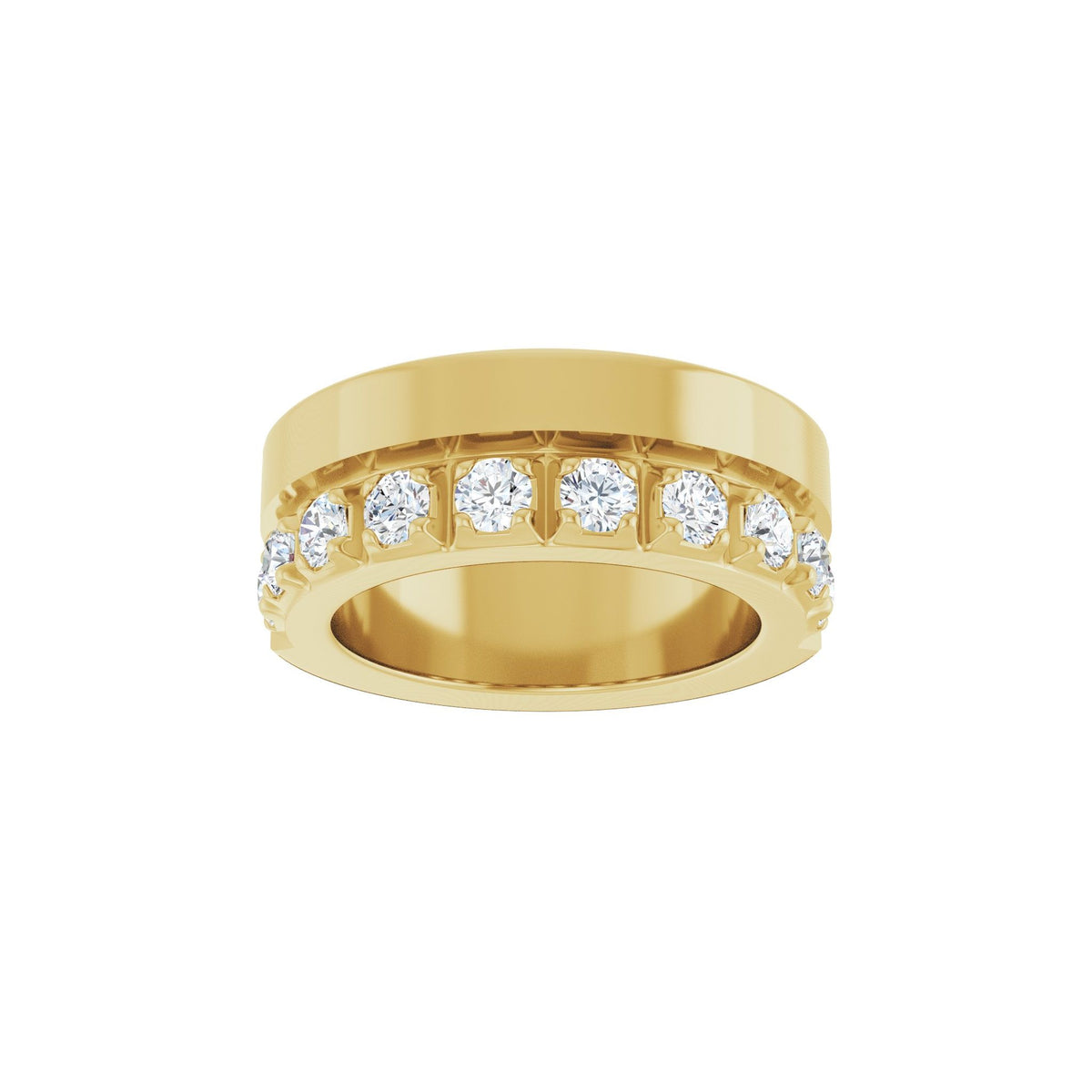 Diamond Single Sided Stepped-Edge Anniversary Band in 14K Gold - 14K Yellow Gold