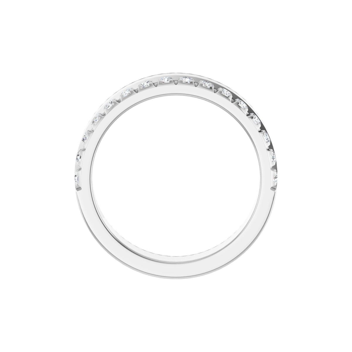 Diamond Single Sided Stepped-Edge Anniversary Band in 14K Gold - 14K White Gold