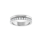 Diamond Single Sided Stepped-Edge Anniversary Band in 14K Gold - 14K White Gold