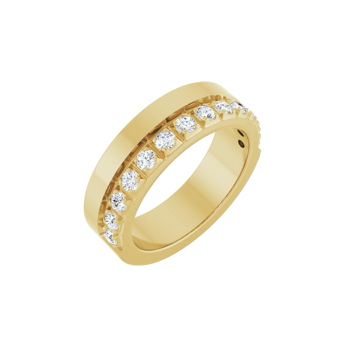 Diamond Single Sided Stepped-Edge Anniversary Band in 14K Gold - 14K Yellow Gold