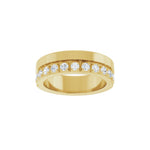 Diamond Single Sided Stepped-Edge Anniversary Band in 14K Gold - 14K Yellow Gold