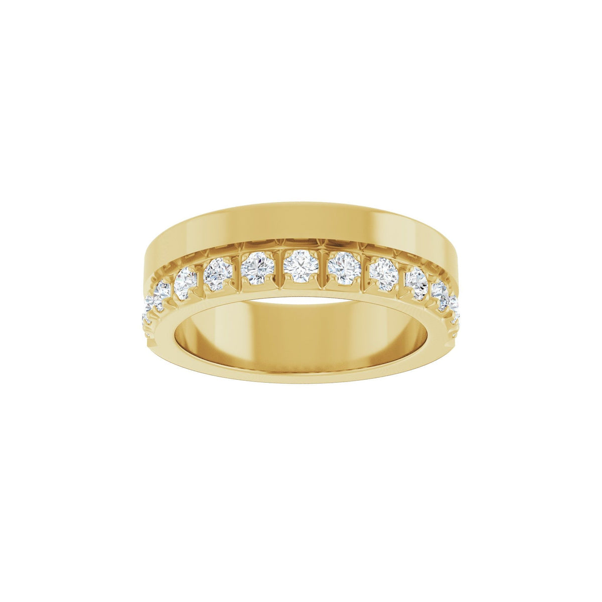 Diamond Single Sided Stepped-Edge Anniversary Band in 14K Gold - 14K Yellow Gold
