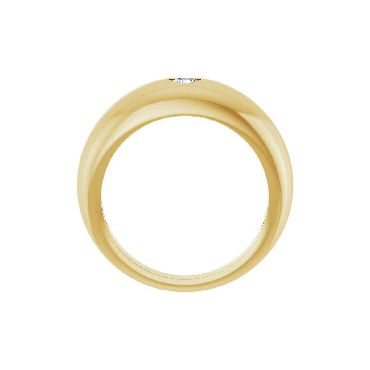 Diamond Solitaire Dome Ring in 14K Gold or Platinum - 14K Yellow Gold