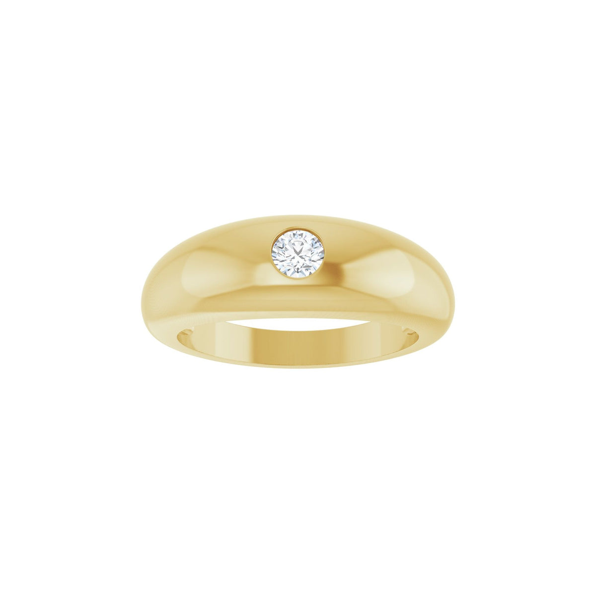 Diamond Solitaire Dome Ring in 14K Gold or Platinum - 14K Yellow Gold