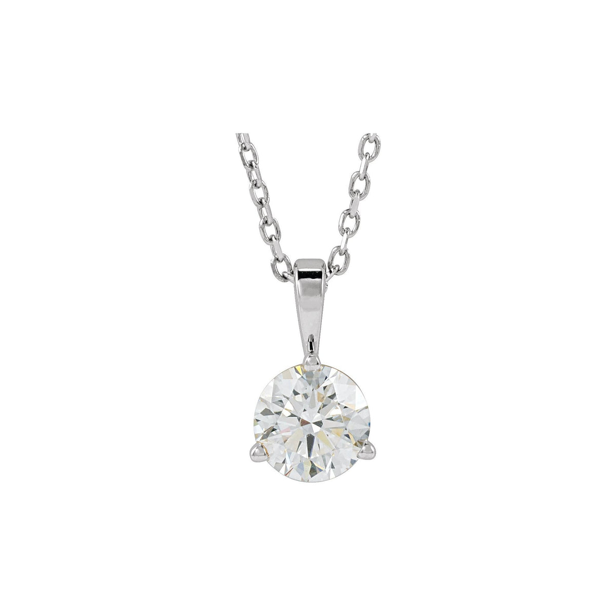 Diamond Solitaire Pendant in 14K Gold, 1/4 to 1 CT - 14K White Gold