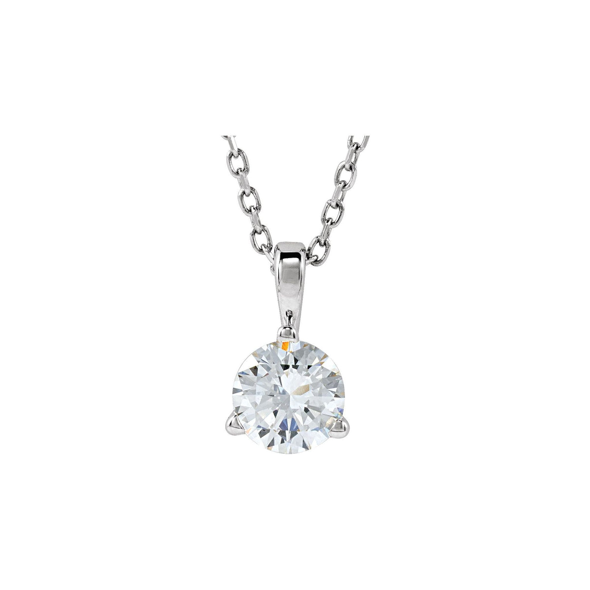 Diamond Solitaire Pendant in 14K Gold, 1/4 to 1 CT - 14K White Gold