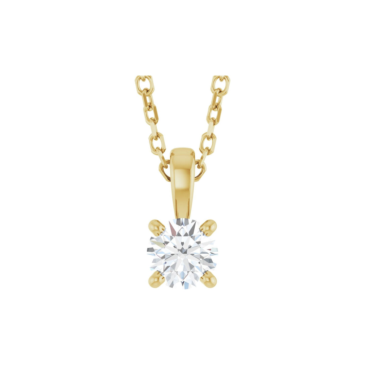 Diamond Solitaire Pendant in 14K Gold, 1/4 to 2 CT - 14K Yellow Gold