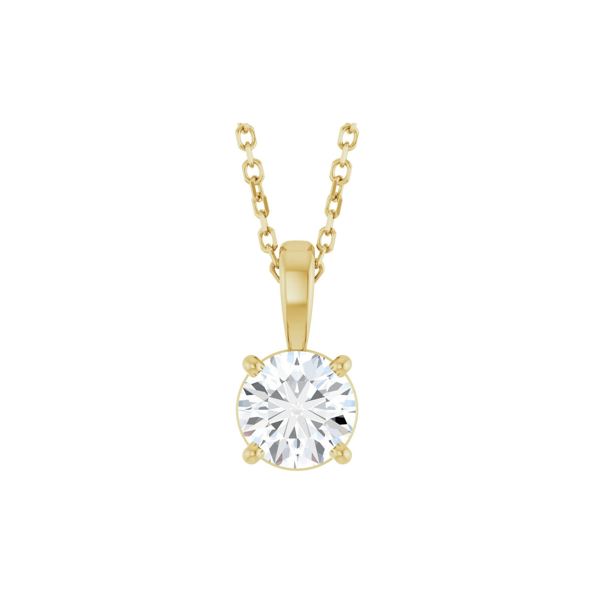 Diamond Solitaire Pendant in 14K Gold, 1/4 to 2 CT - 14K Yellow Gold