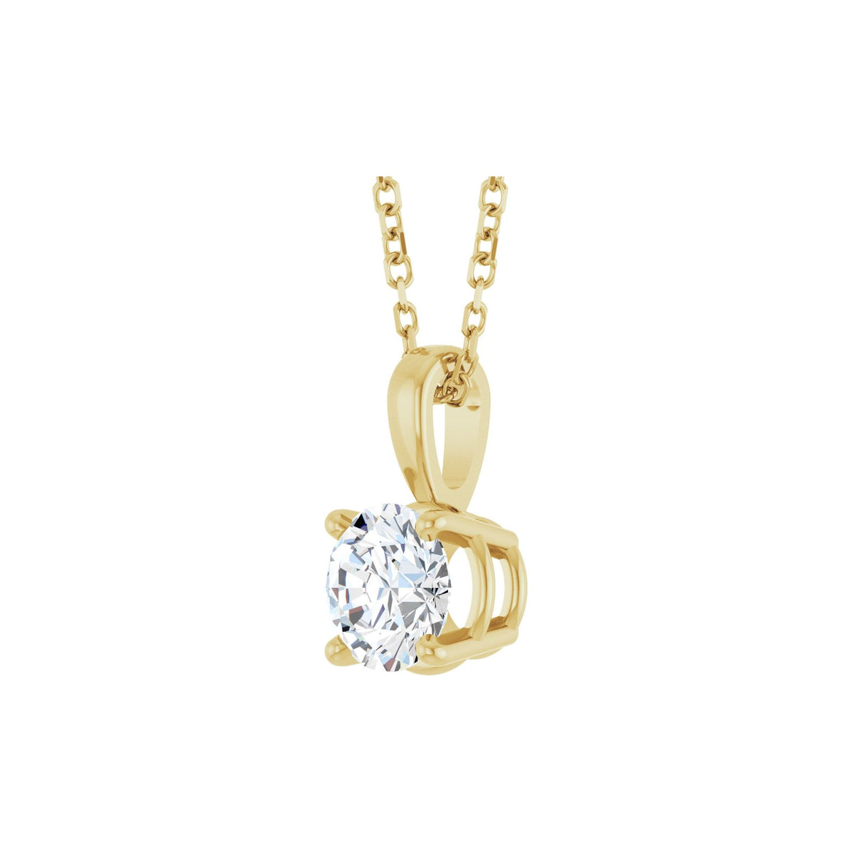 Diamond Solitaire Pendant in 14K Gold, 1/4 to 2 CT - 14K Yellow Gold