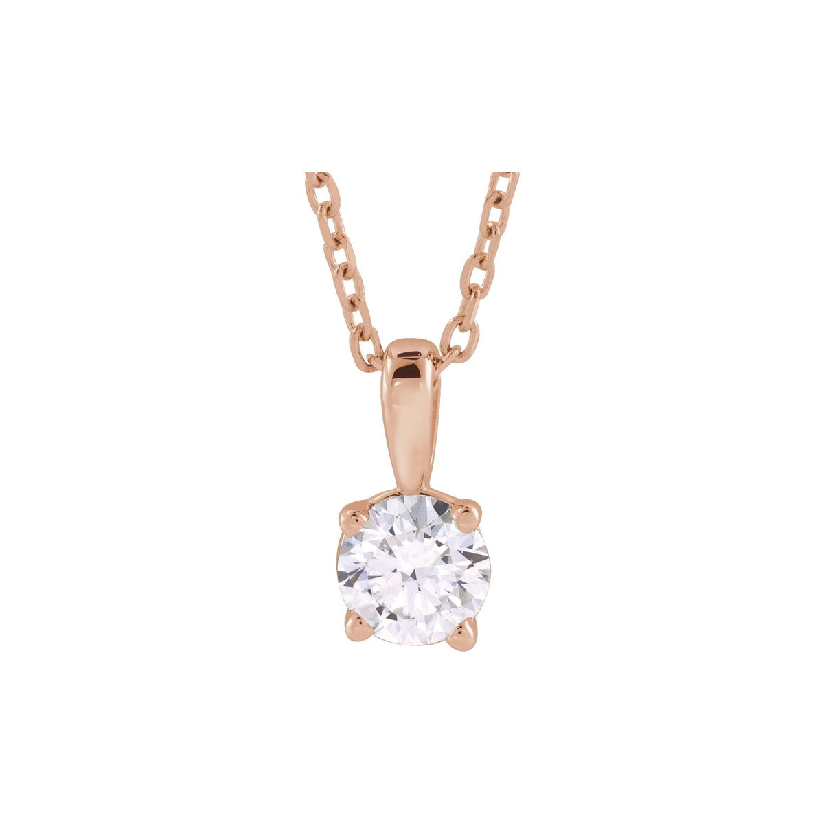 Diamond Solitaire Pendant in 14K Gold, 1/4 to 2 CT - 14K Rose Gold