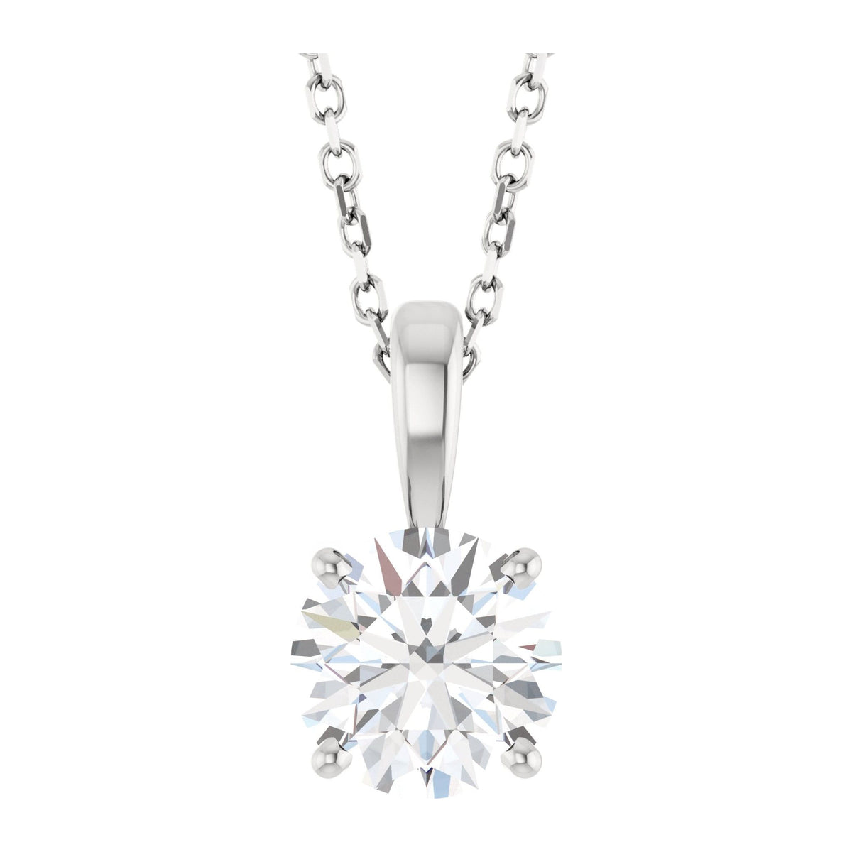 Diamond Solitaire Pendant in 14K Gold, 1/4 to 2 CT - 14K White Gold