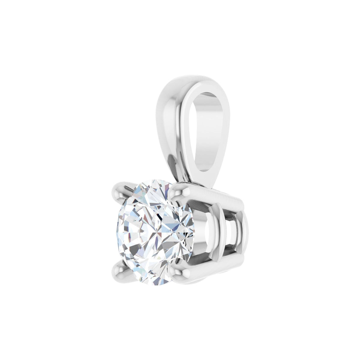 Diamond Solitaire Pendant in 14K Gold, 1/4 to 2 CT - 14K White Gold