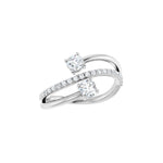 Diamond Two-Stone Bypass Ring in 14K Gold - 14K White Gold