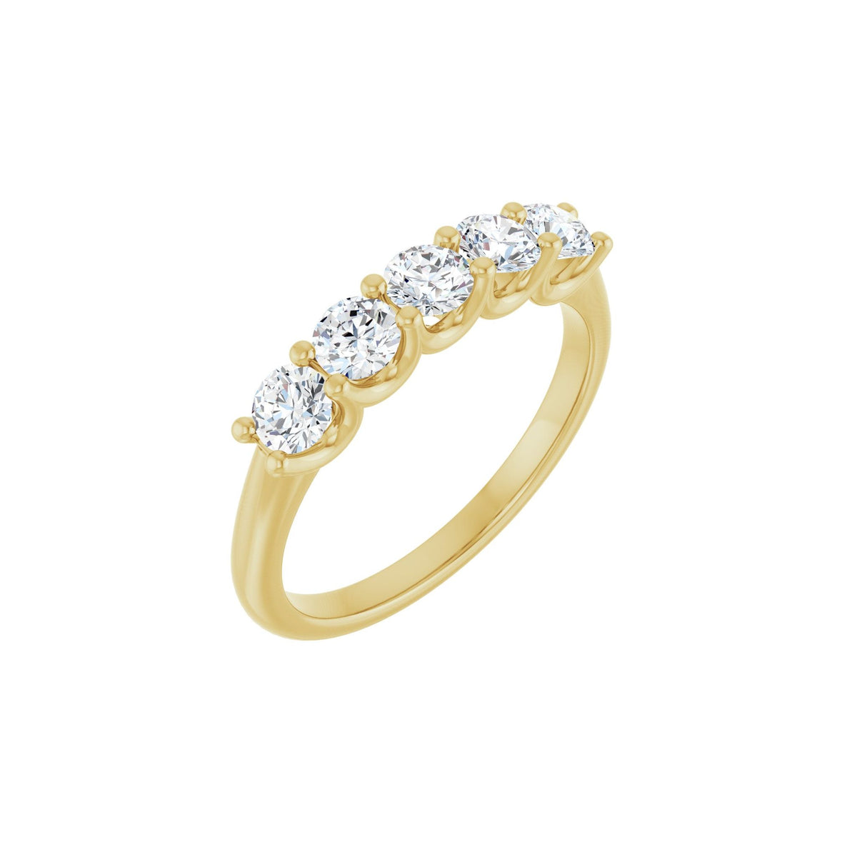Diamond U-Prong Five-Stone Anniversary Band in 14K Gold or Platinum - 14K Yellow Gold