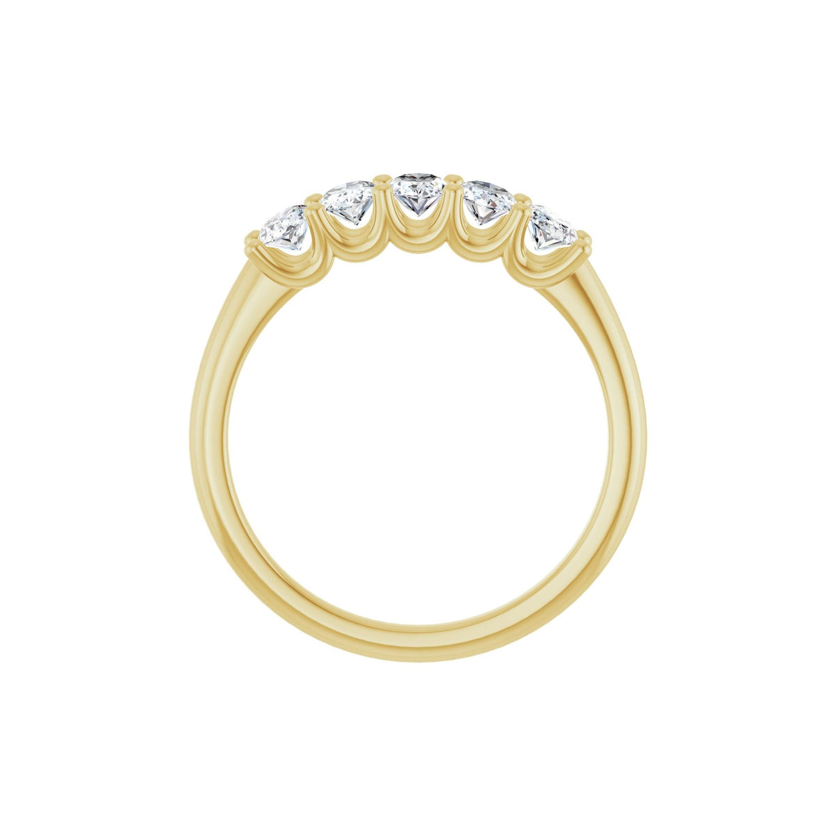 Diamond U-Prong Five-Stone Anniversary Band in 14K Gold or Platinum - 14K Yellow Gold