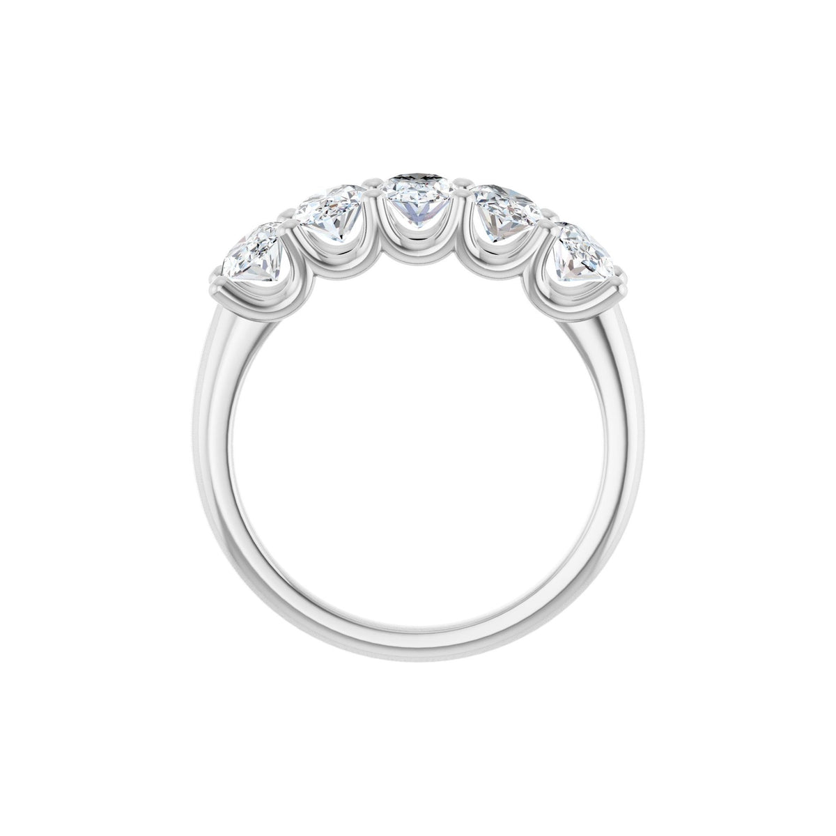 Diamond U-Prong Five-Stone Anniversary Band in 14K Gold or Platinum - 14K White Gold