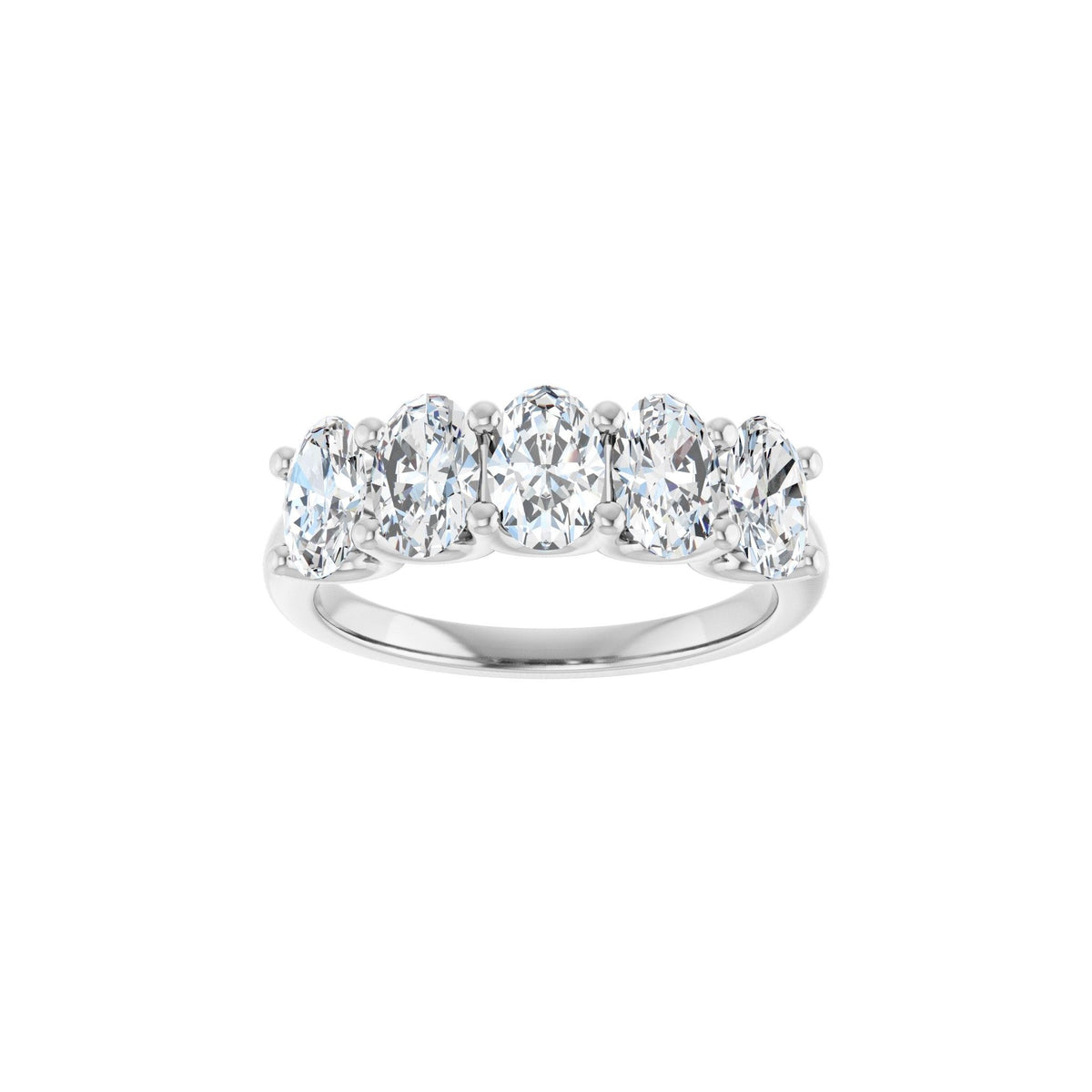 Diamond U-Prong Five-Stone Anniversary Band in 14K Gold or Platinum - 14K White Gold