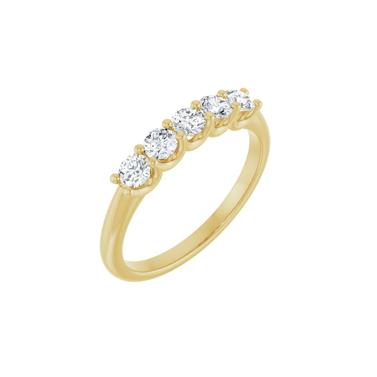 Diamond U-Prong Five-Stone Anniversary Band in 14K Gold or Platinum - 14K Yellow Gold
