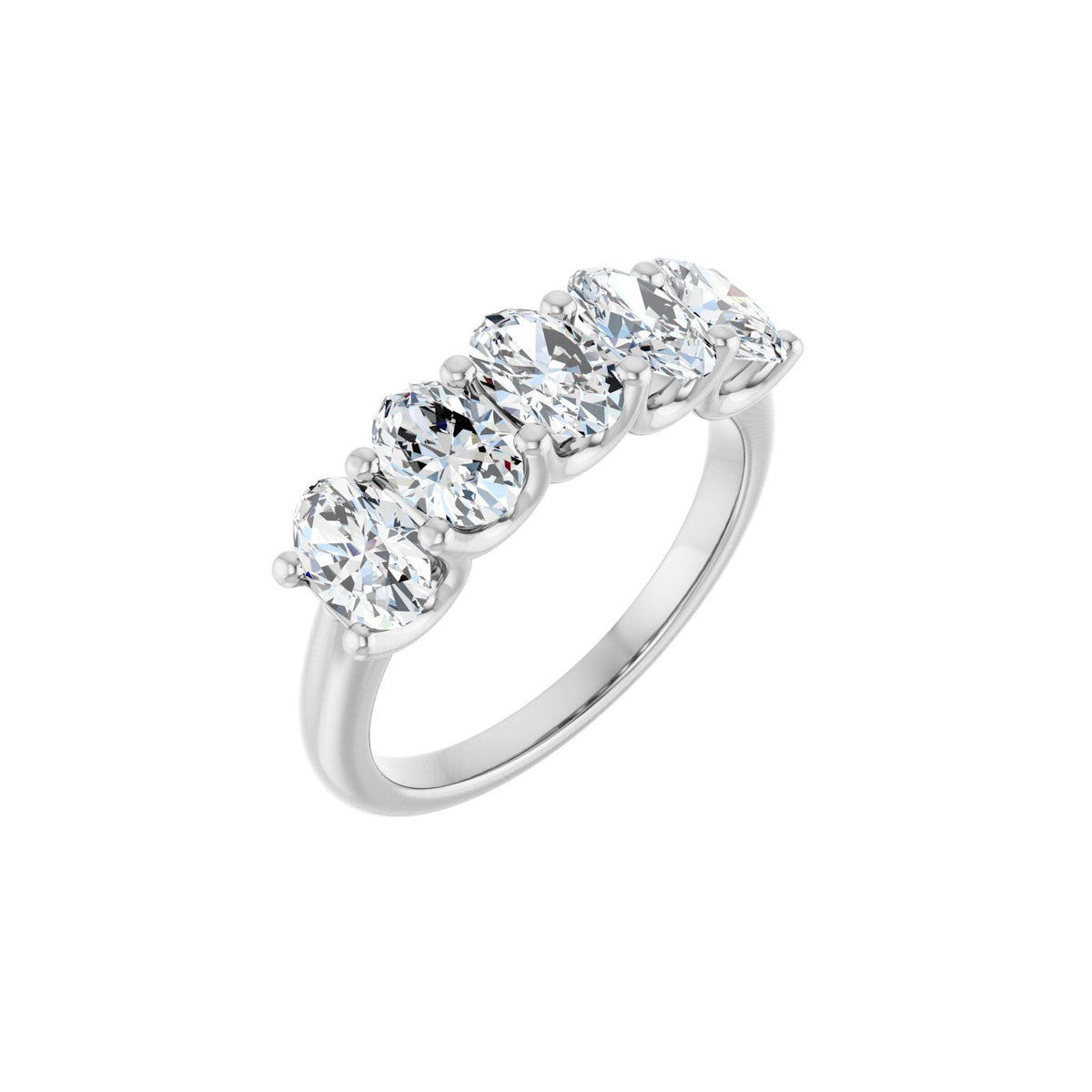 Diamond U-Prong Five-Stone Anniversary Band in 14K Gold or Platinum - 14K White Gold