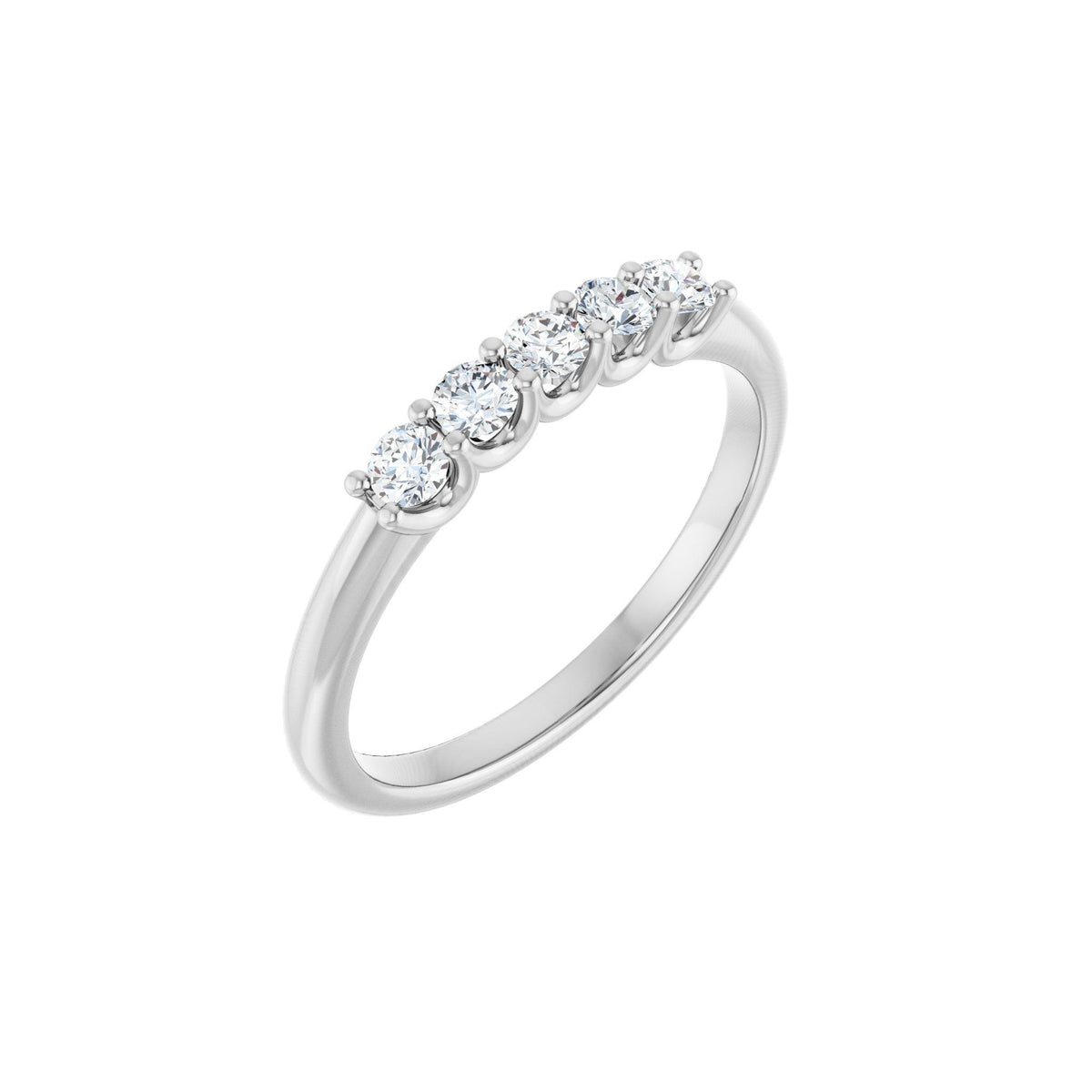 Diamond U-Prong Five-Stone Anniversary Band in 14K Gold or Platinum - 14K White Gold
