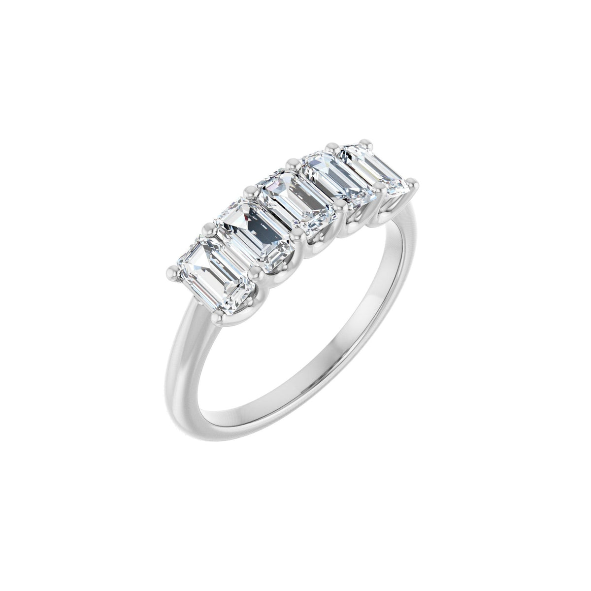 Diamond U-Prong Five-Stone Anniversary Band in 14K Gold or Platinum - 14K White Gold
