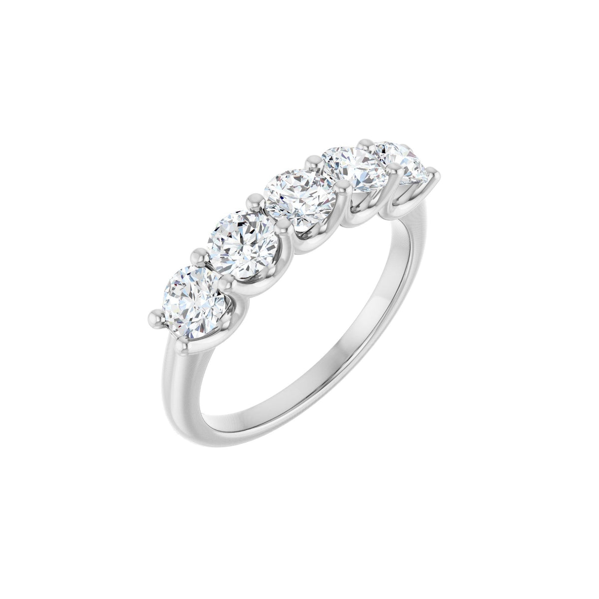 Diamond U-Prong Five-Stone Anniversary Band in 14K Gold or Platinum - Platinum