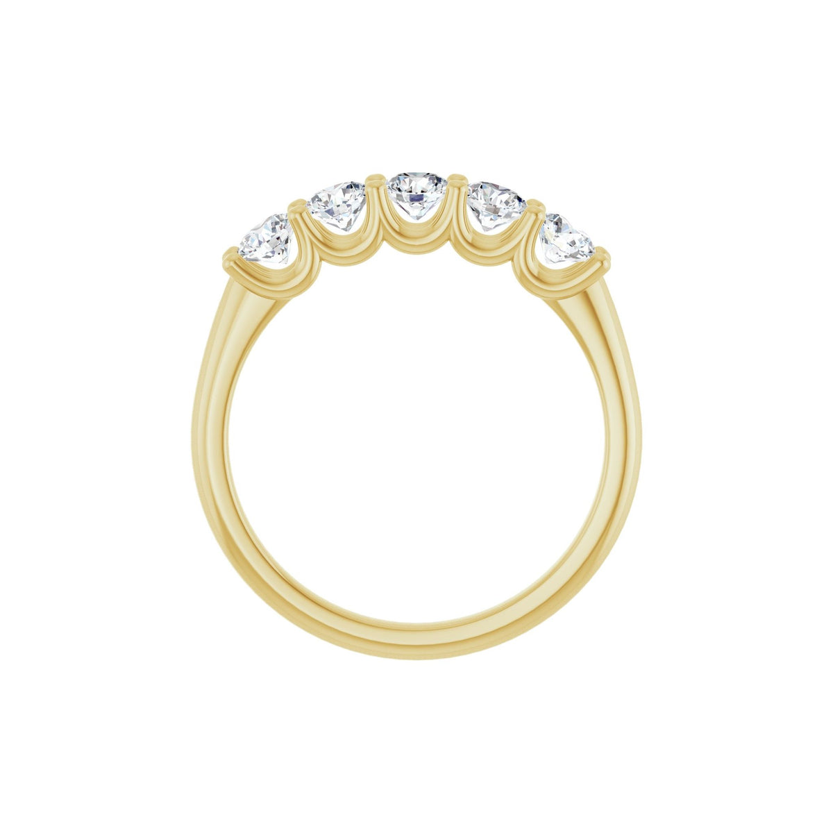 Diamond U-Prong Five-Stone Anniversary Band in 14K Gold or Platinum - 14K Yellow Gold