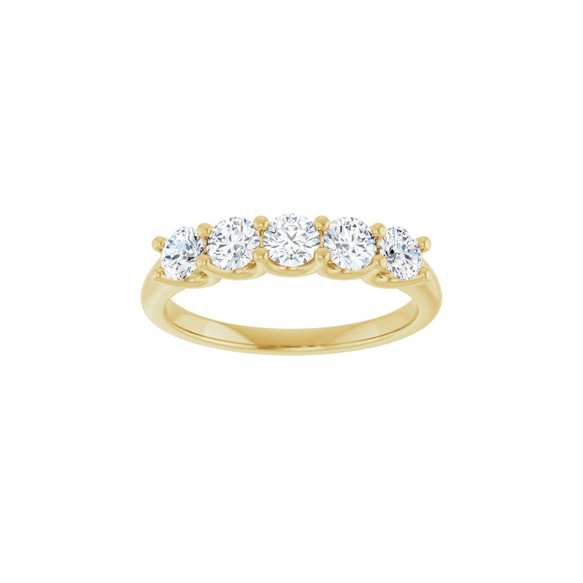 Diamond U-Prong Five-Stone Anniversary Band in 14K Gold or Platinum - 14K Yellow Gold