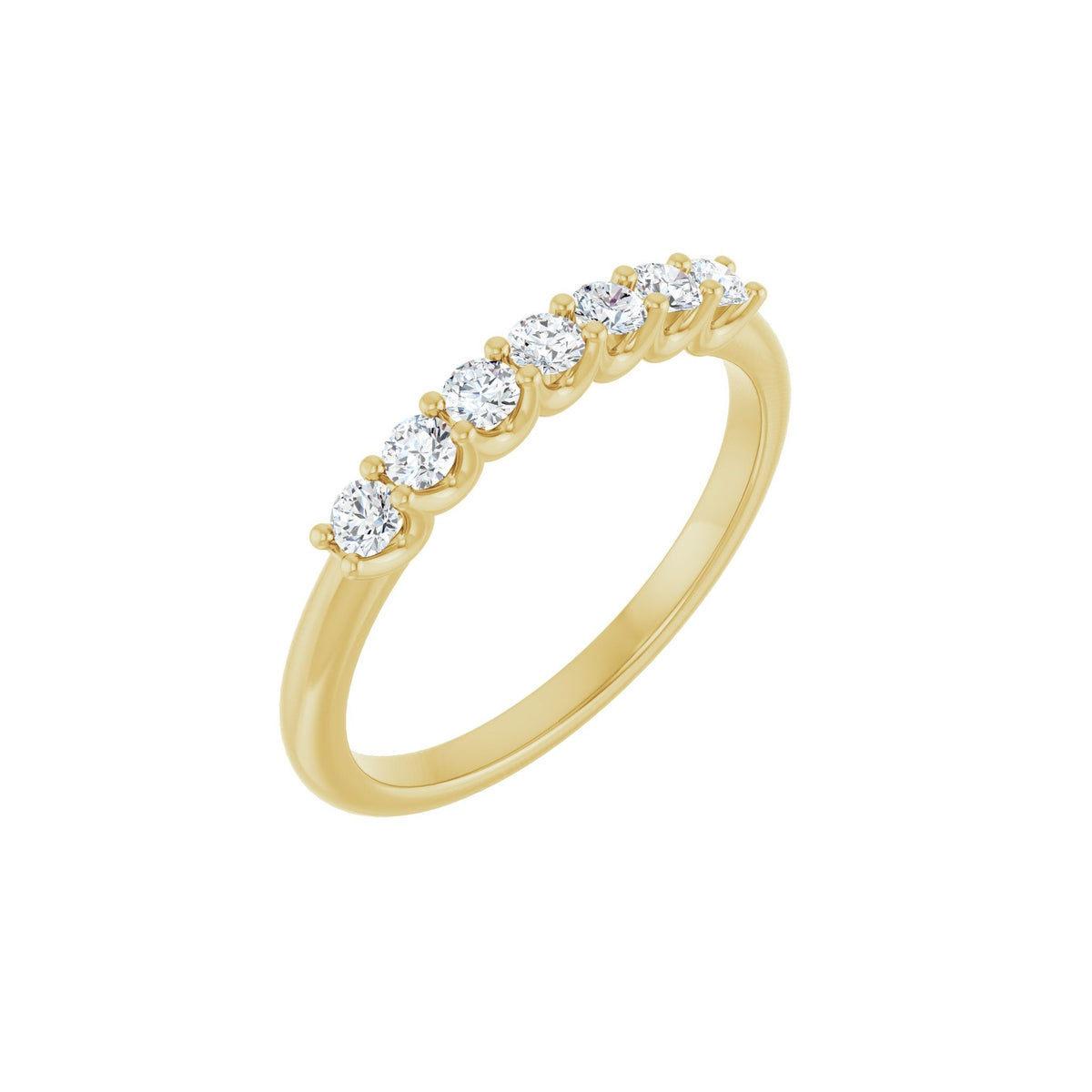 Diamond U-Prong Seven-Stone Anniversary Band in 14K Gold or Platinum - 14K Yellow Gold