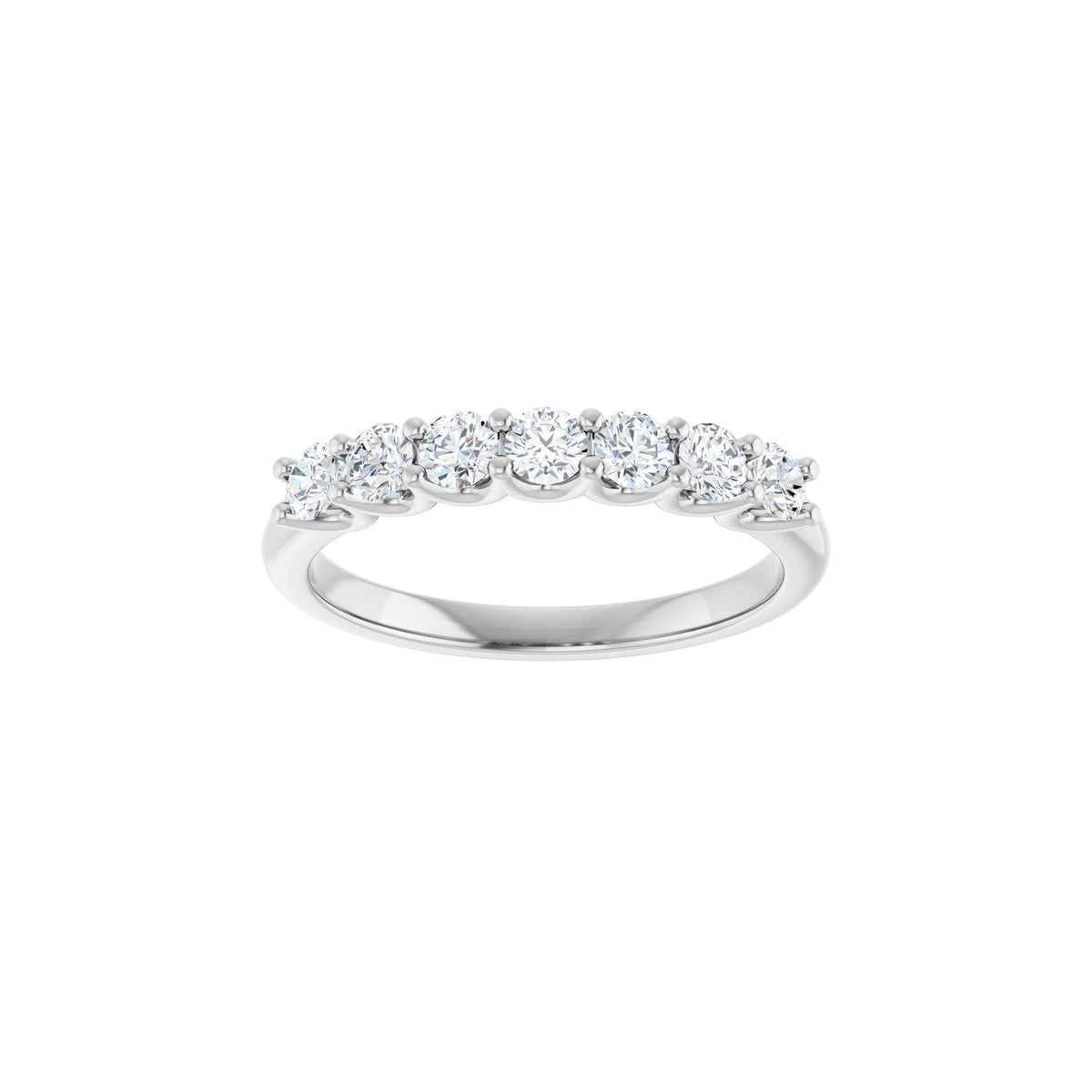 Diamond U-Prong Seven-Stone Anniversary Band in 14K Gold or Platinum - 14K White Gold