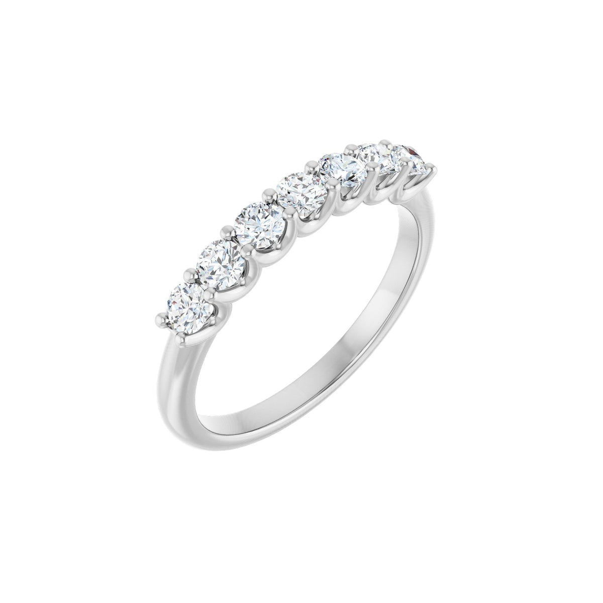 Diamond U-Prong Seven-Stone Anniversary Band in 14K Gold or Platinum - 14K White Gold