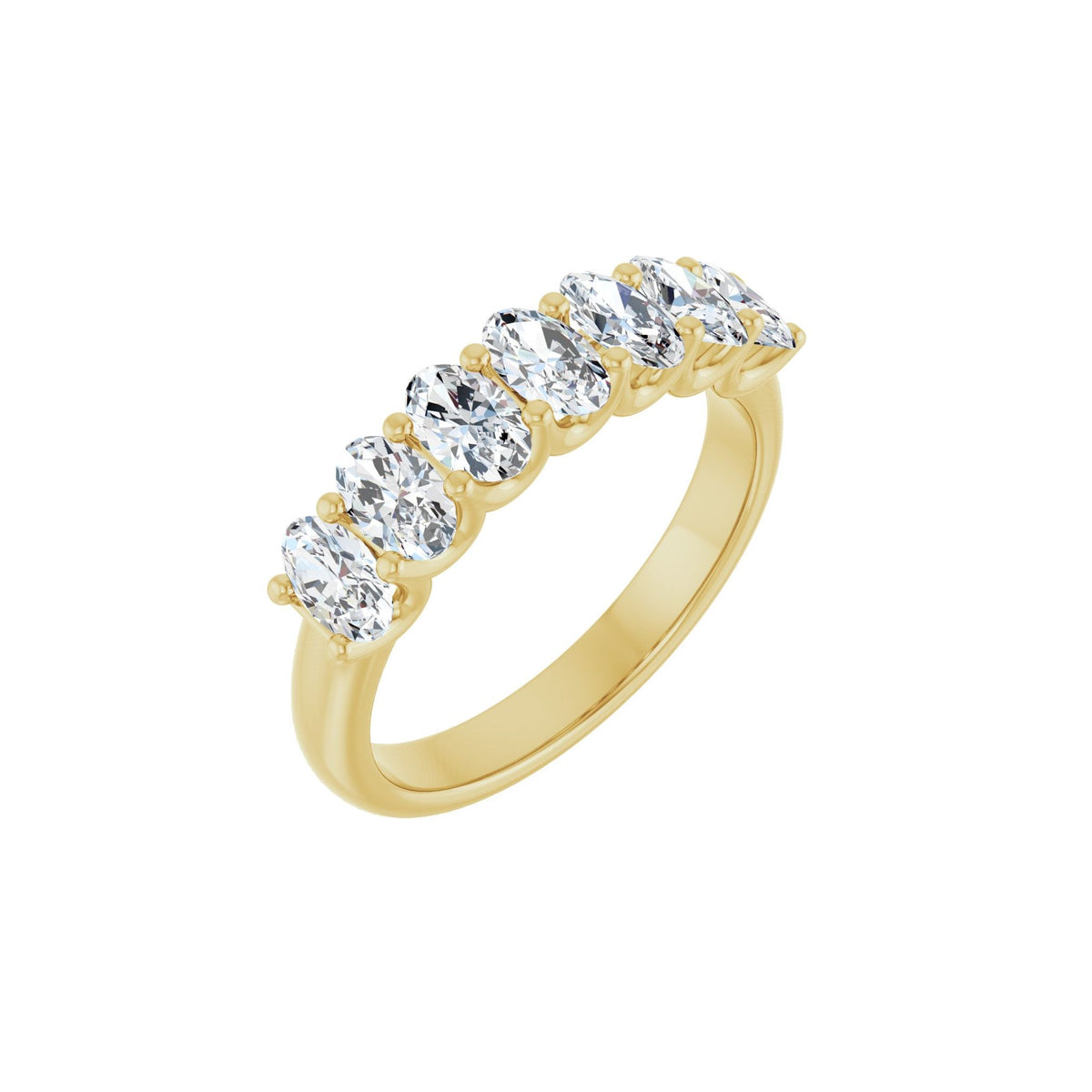 Diamond U-Prong Seven-Stone Anniversary Band in 14K Gold or Platinum - 14K Yellow Gold