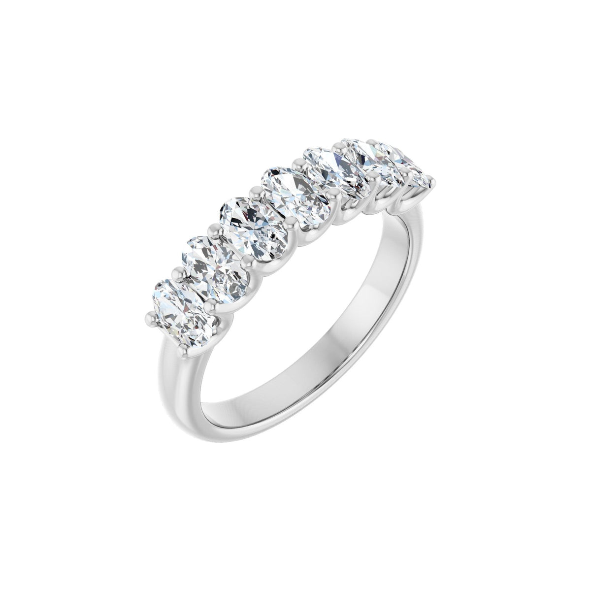 Diamond U-Prong Seven-Stone Anniversary Band in 14K Gold or Platinum - 14K White Gold