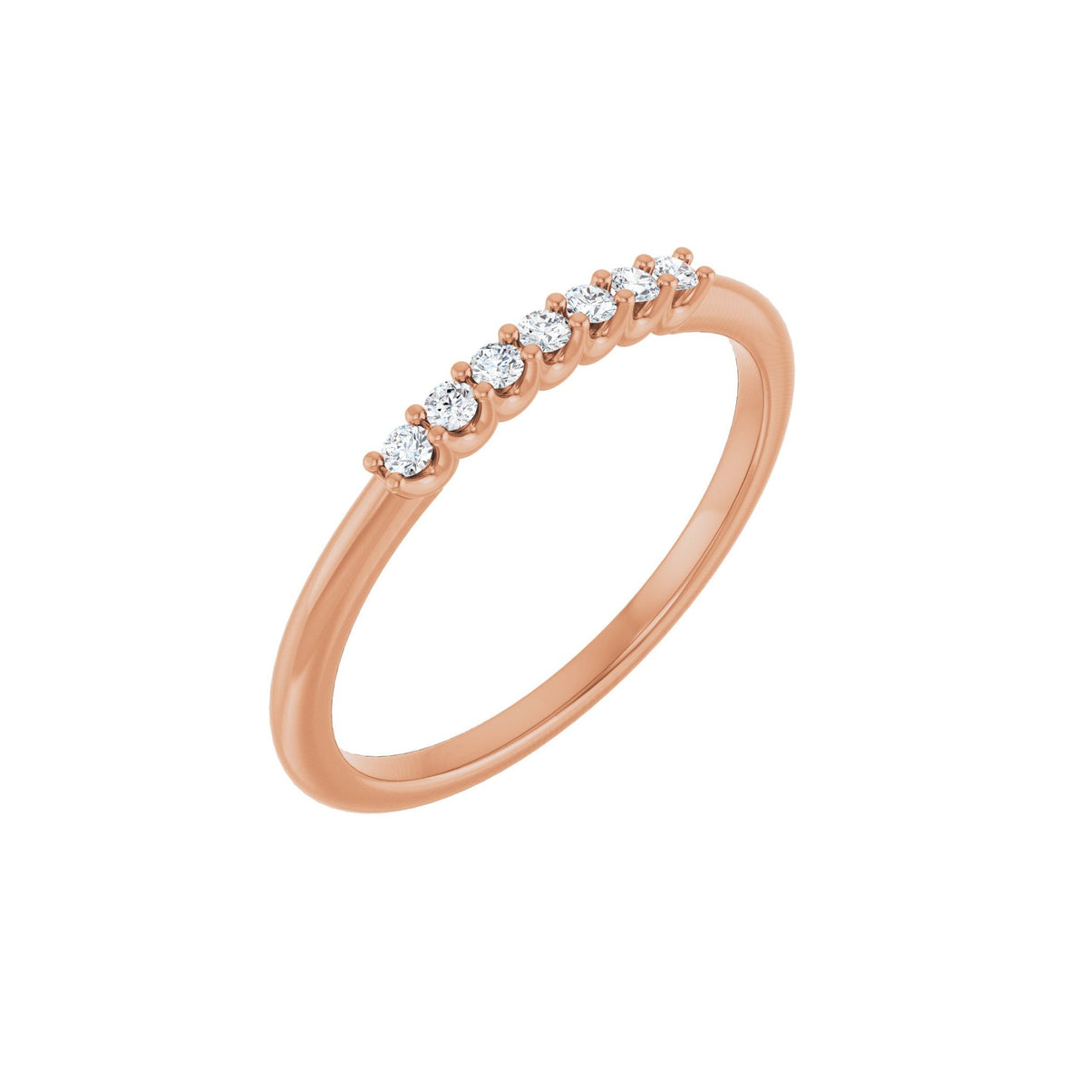 Diamond U-Prong Seven-Stone Anniversary Band in 14K Gold or Platinum - 14K Rose Gold